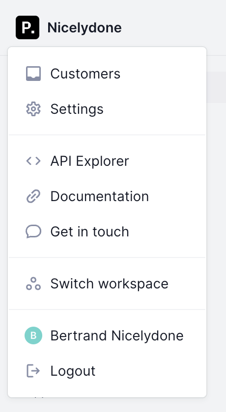 Plain Dropdown menuUI component example