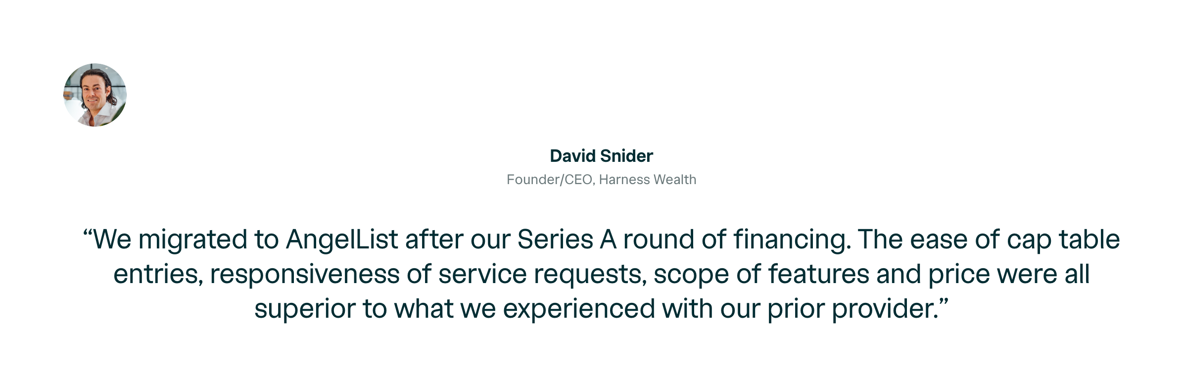 Angellist TestimonialUI component example