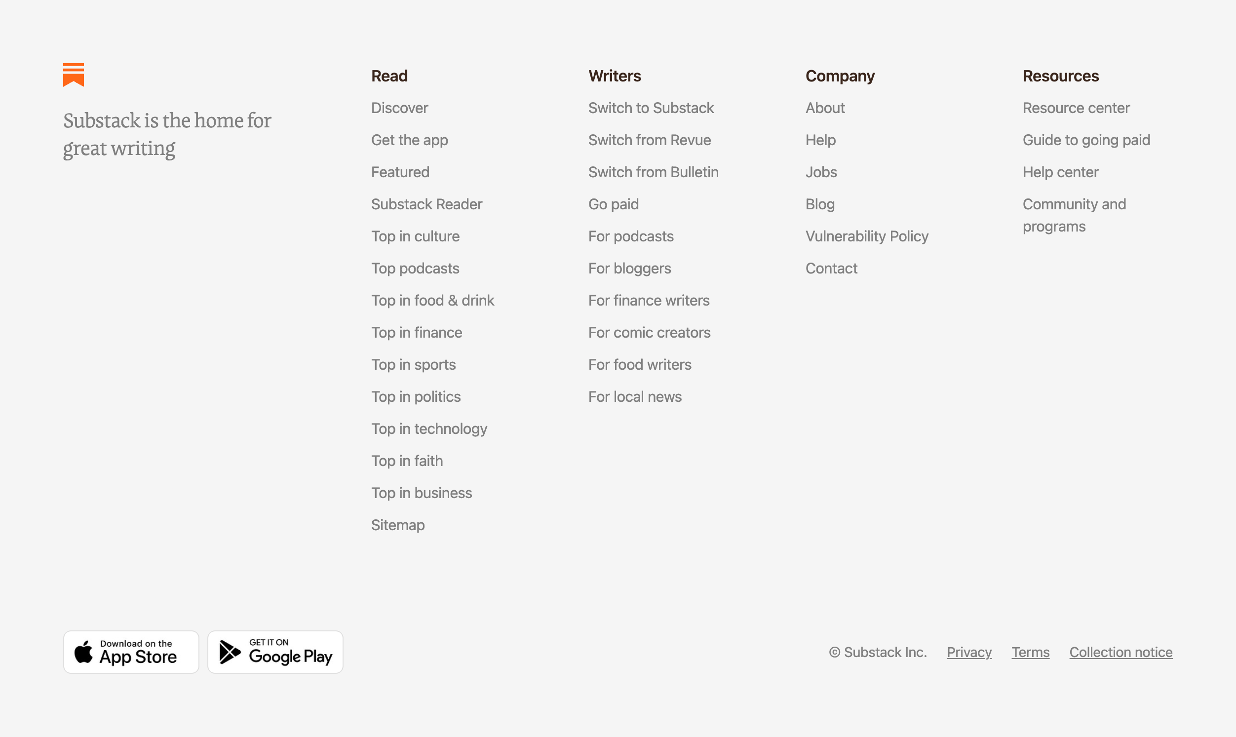 Substack FooterUI component example