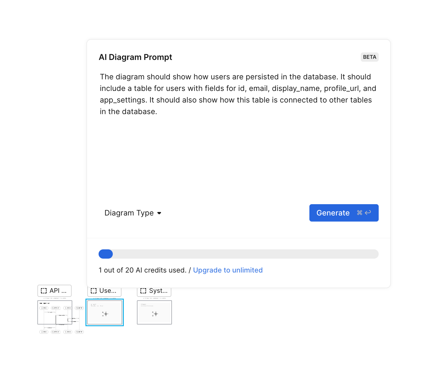 Eraser Artificial intelligenceUI component example
