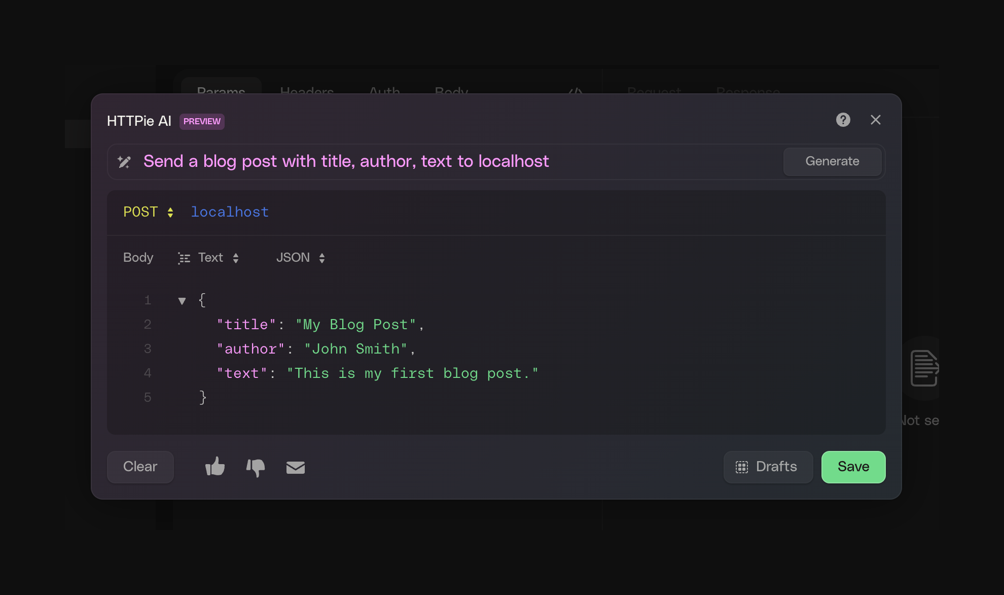 Httpie Artificial intelligenceUI component example