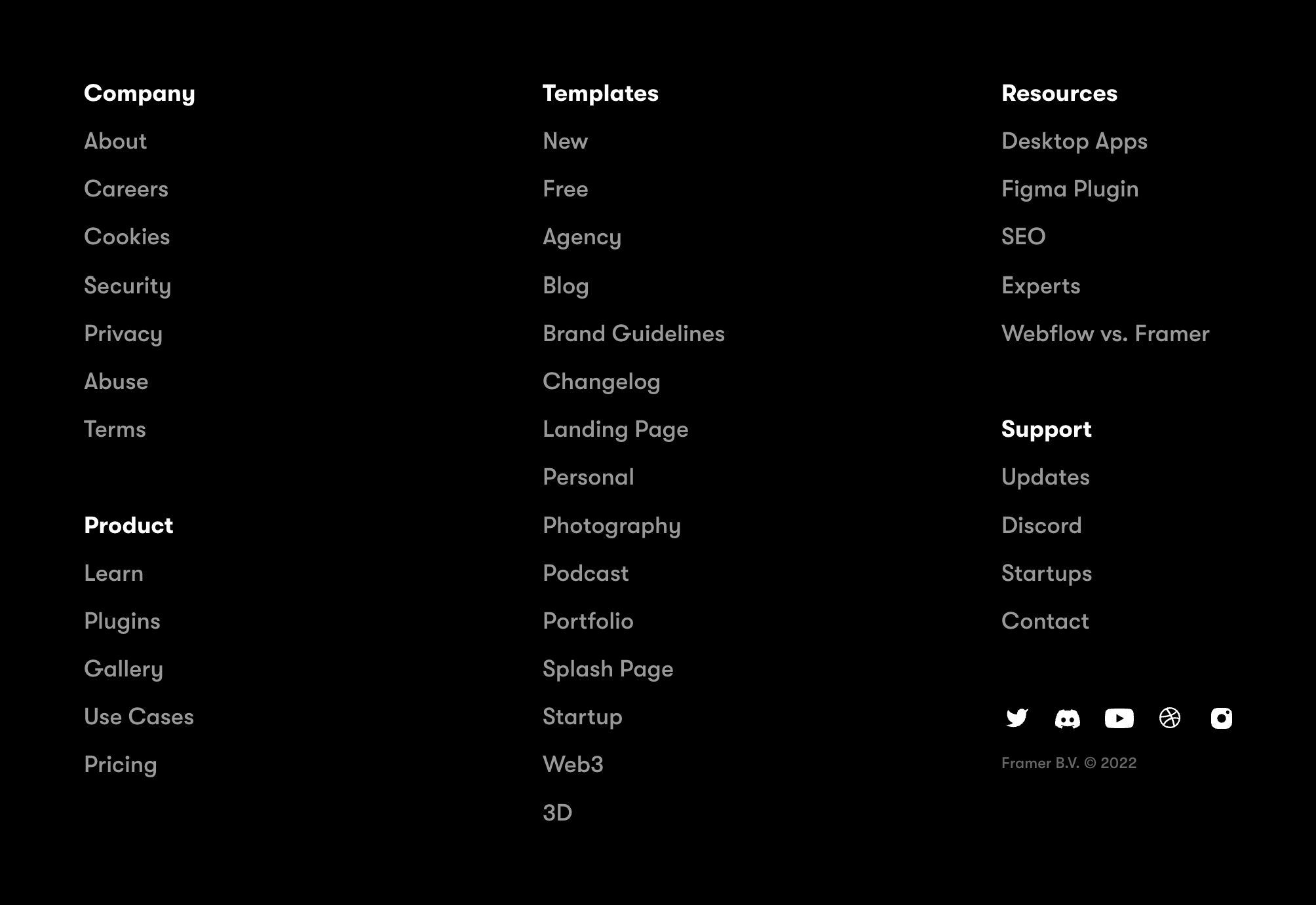 Framer FooterUI component example