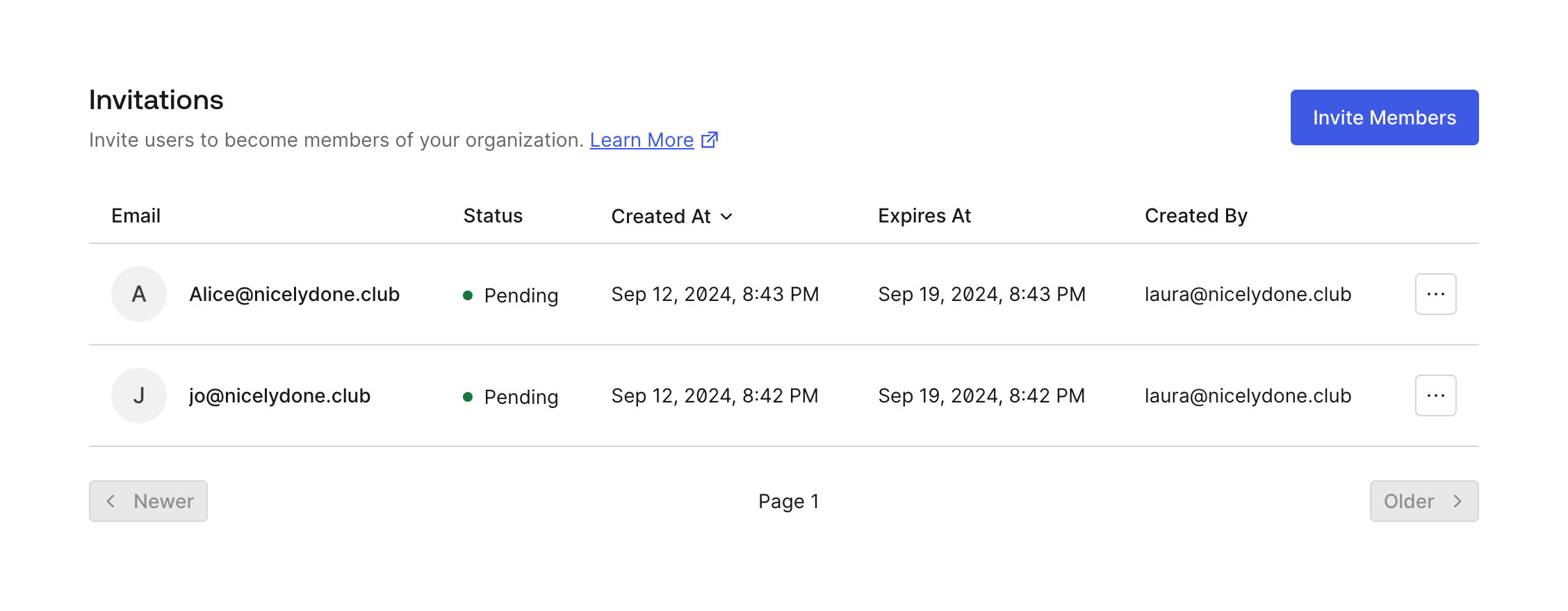 Auth0 TableUI component example