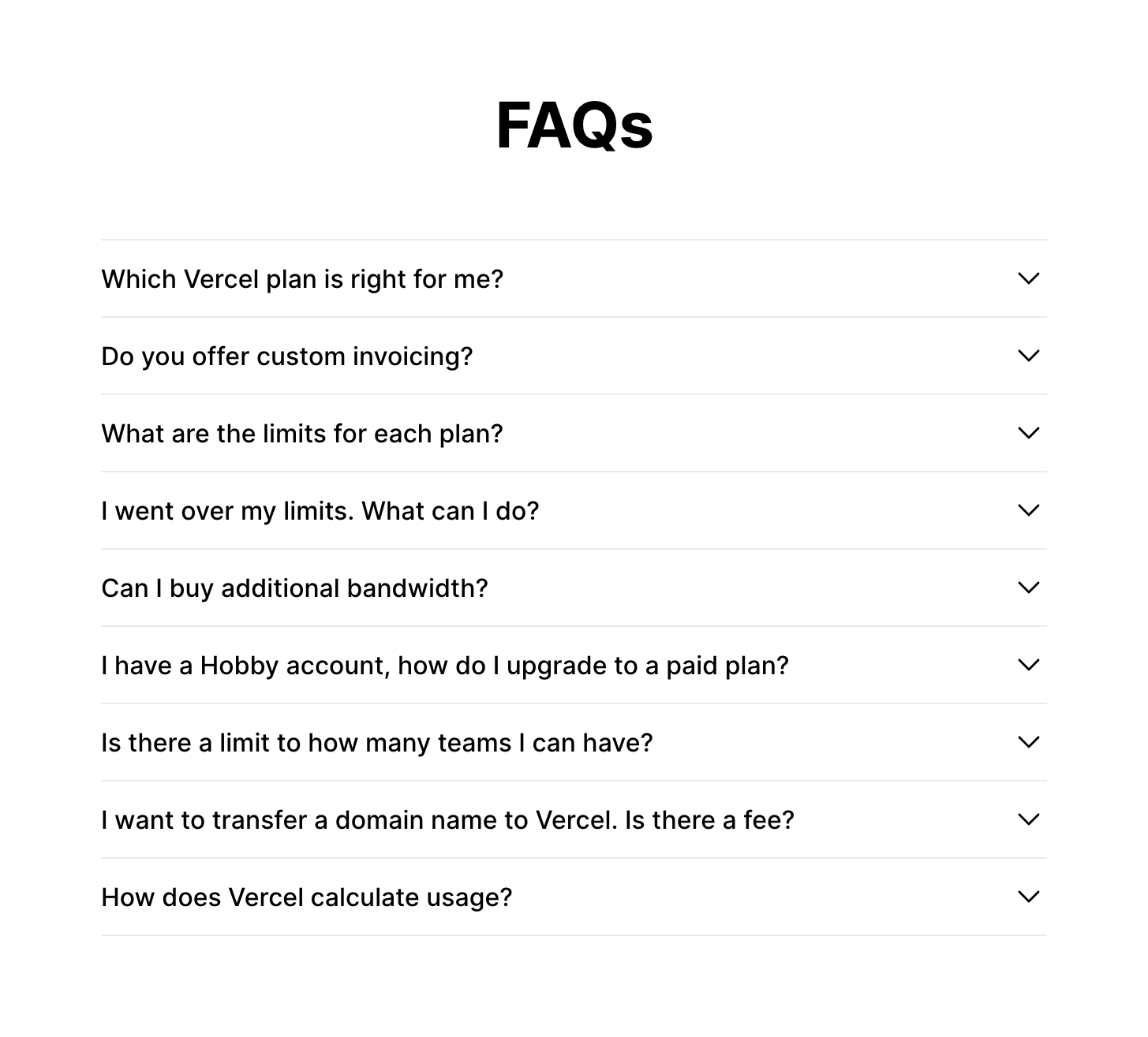 Vercel FAQUI component example
