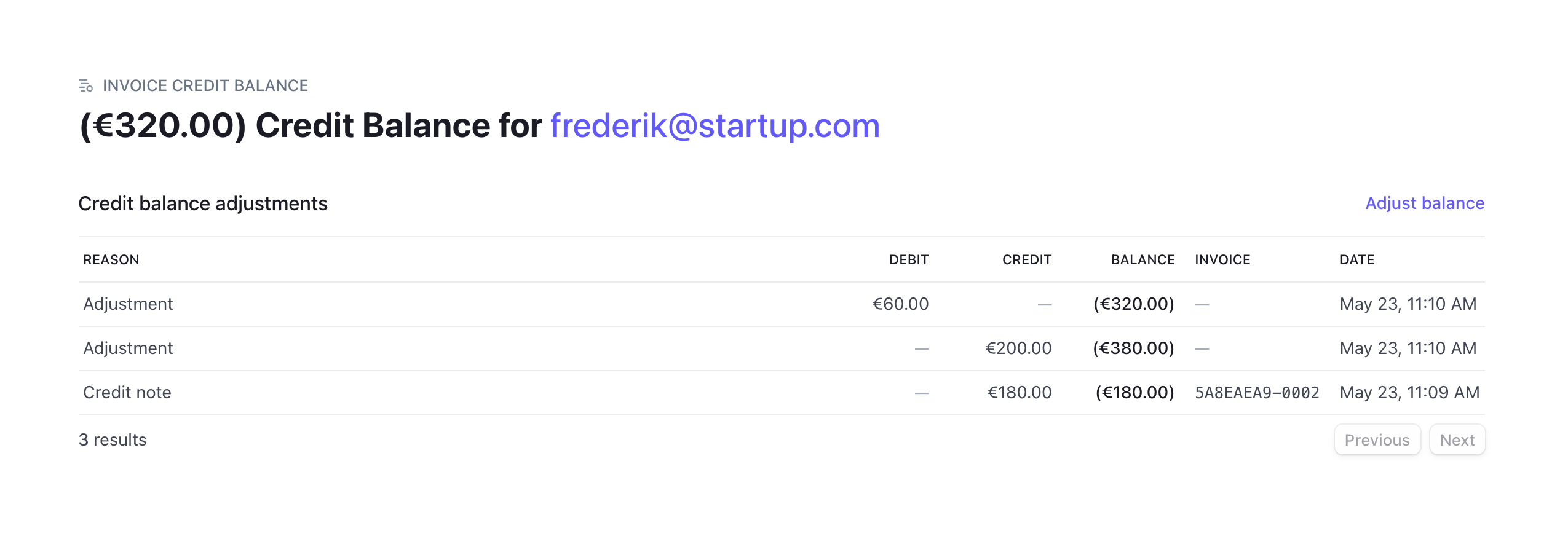 Stripe TableUI component example