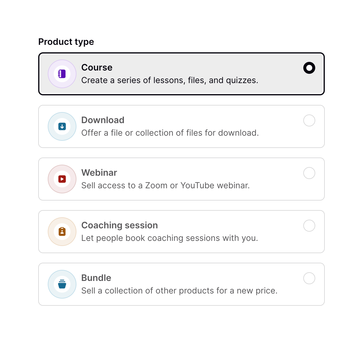 Podia Checkbox & radioUI component example