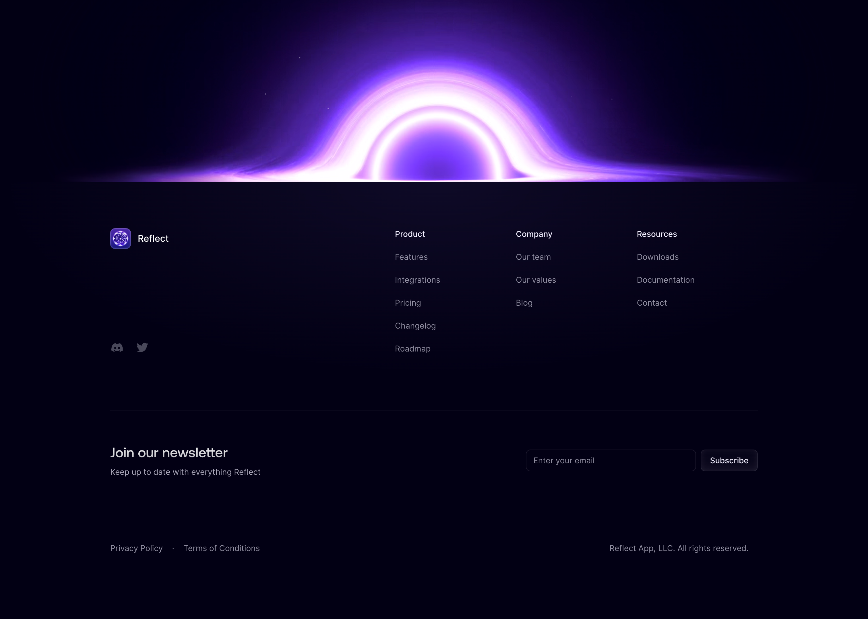 Reflect FooterUI component example