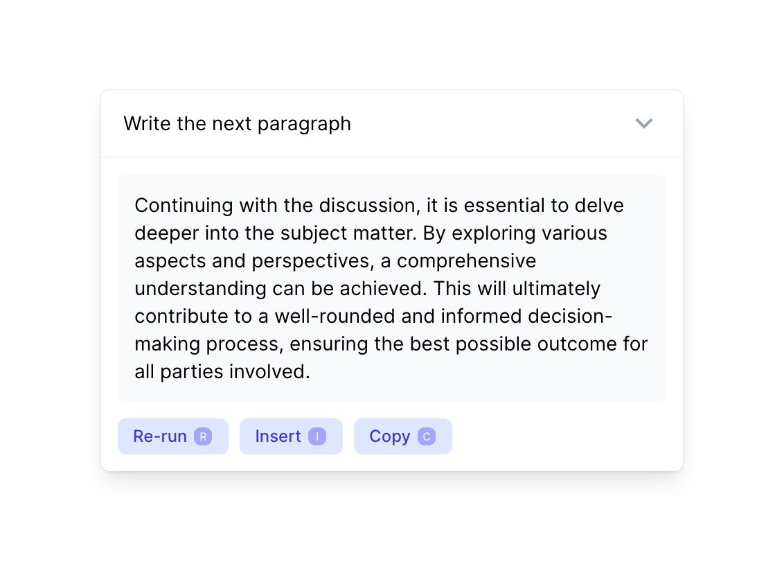 Reflect Artificial intelligenceUI component example