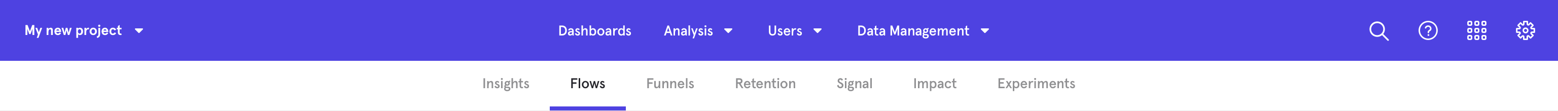 Mixpanel Horizontal navigationUI component example