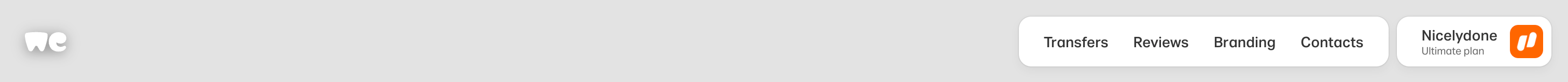 WeTransfer Horizontal navigationUI component example