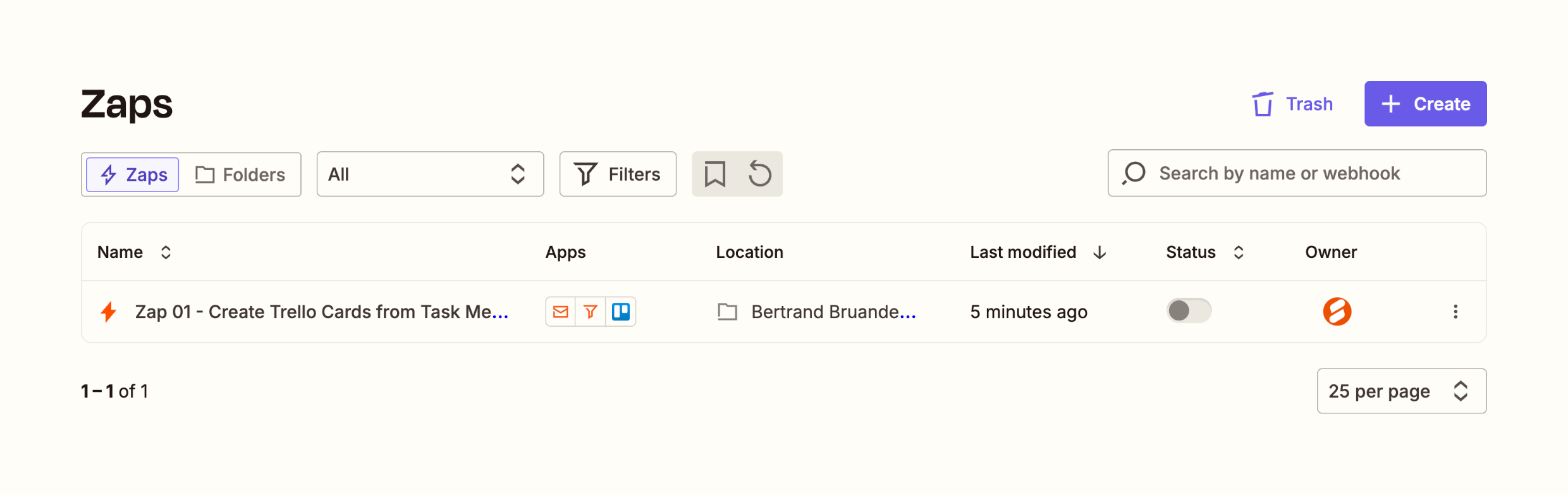 Zapier TableUI component example