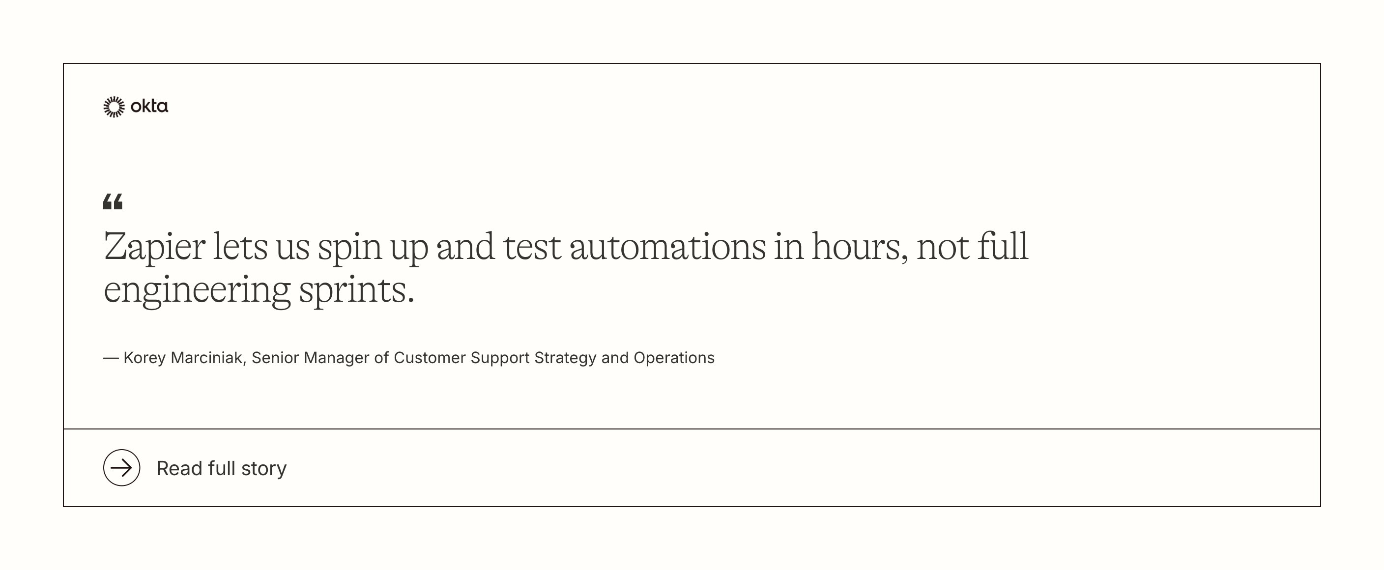 Zapier TestimonialUI component example