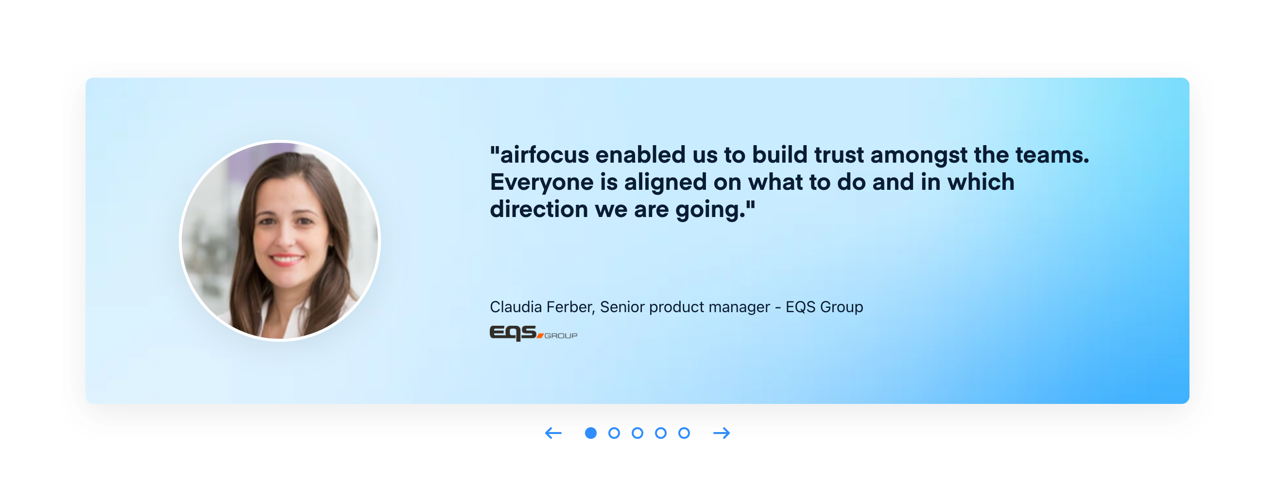 Airfocus TestimonialUI component example