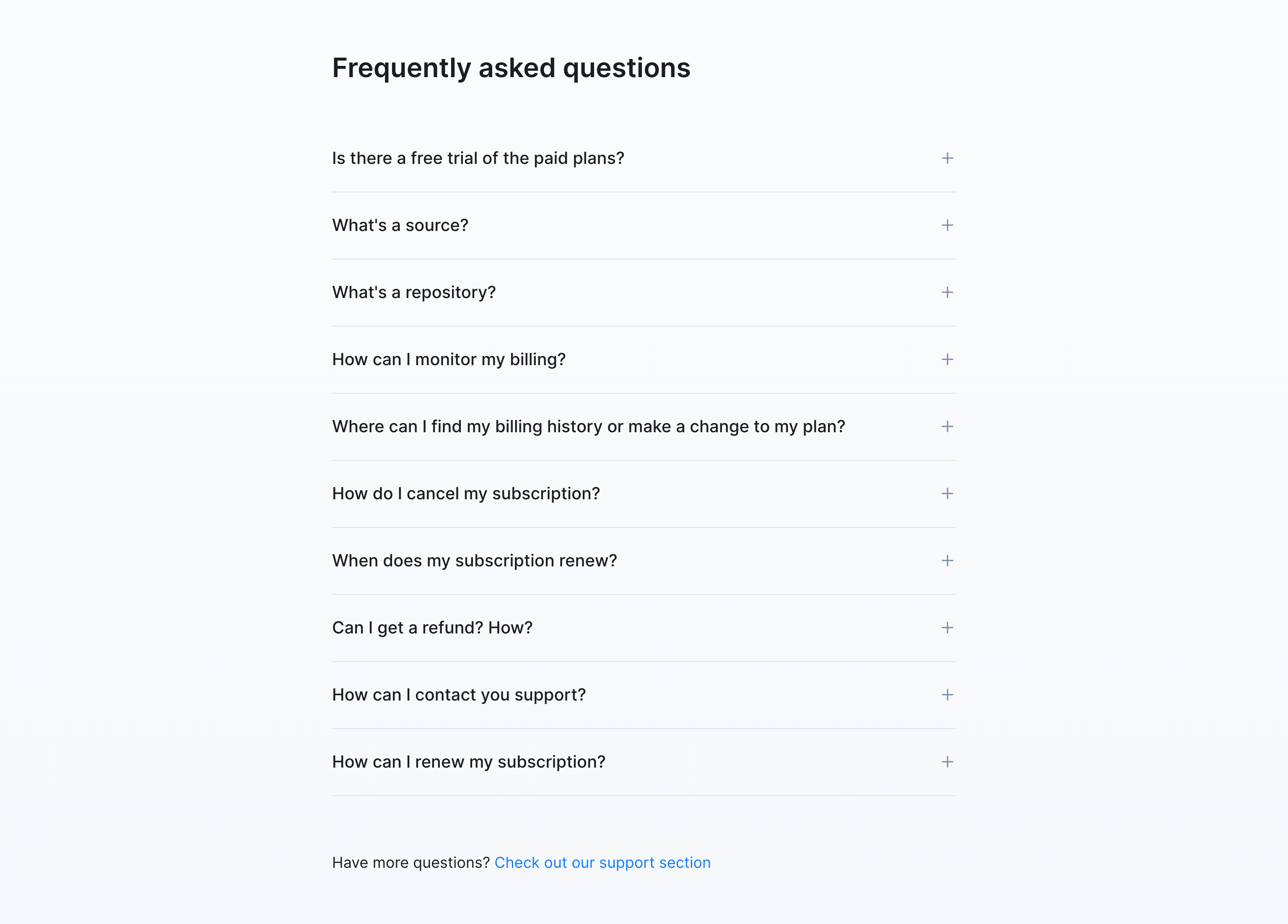 Specify FAQUI component example