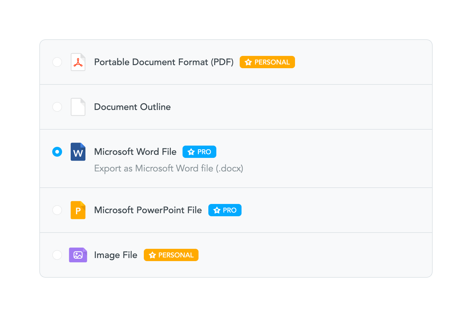 MindMeister Checkbox & radioUI component example