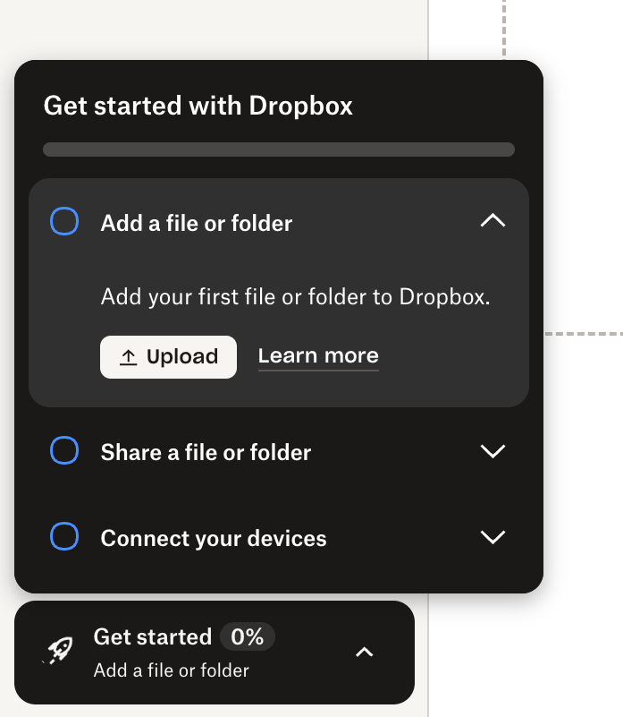 Dropbox Progress indicatorUI component example