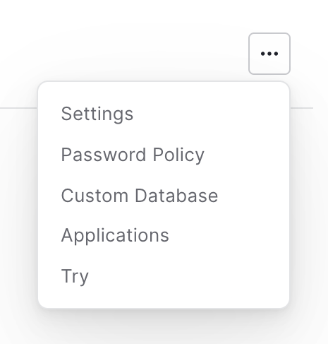Auth0 Dropdown menuUI component example