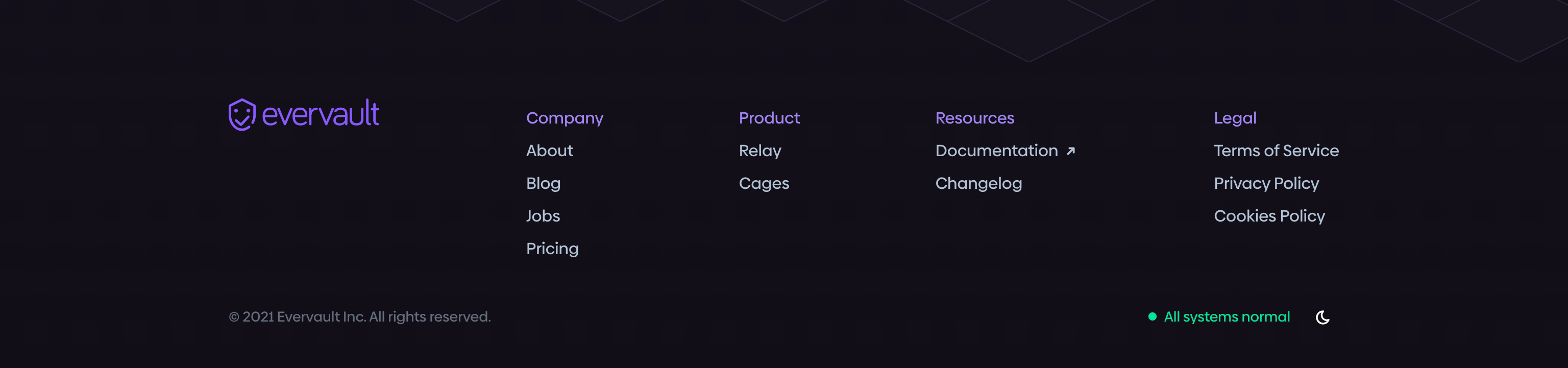 Evervault FooterUI component example