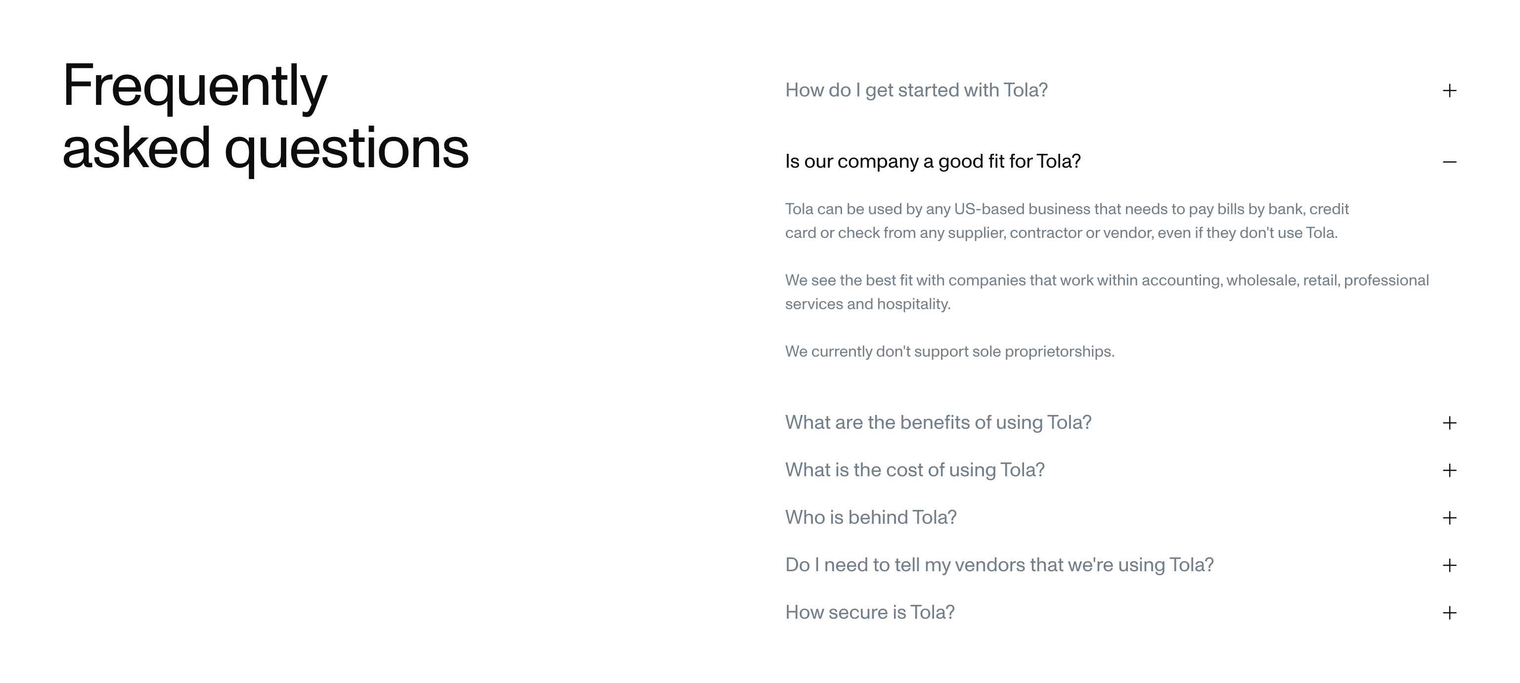 Tola FAQUI component example