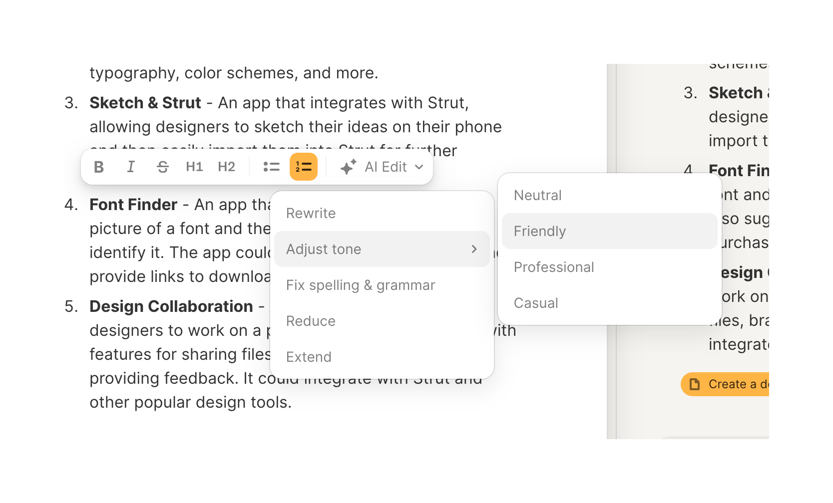 Strut Artificial intelligenceUI component example