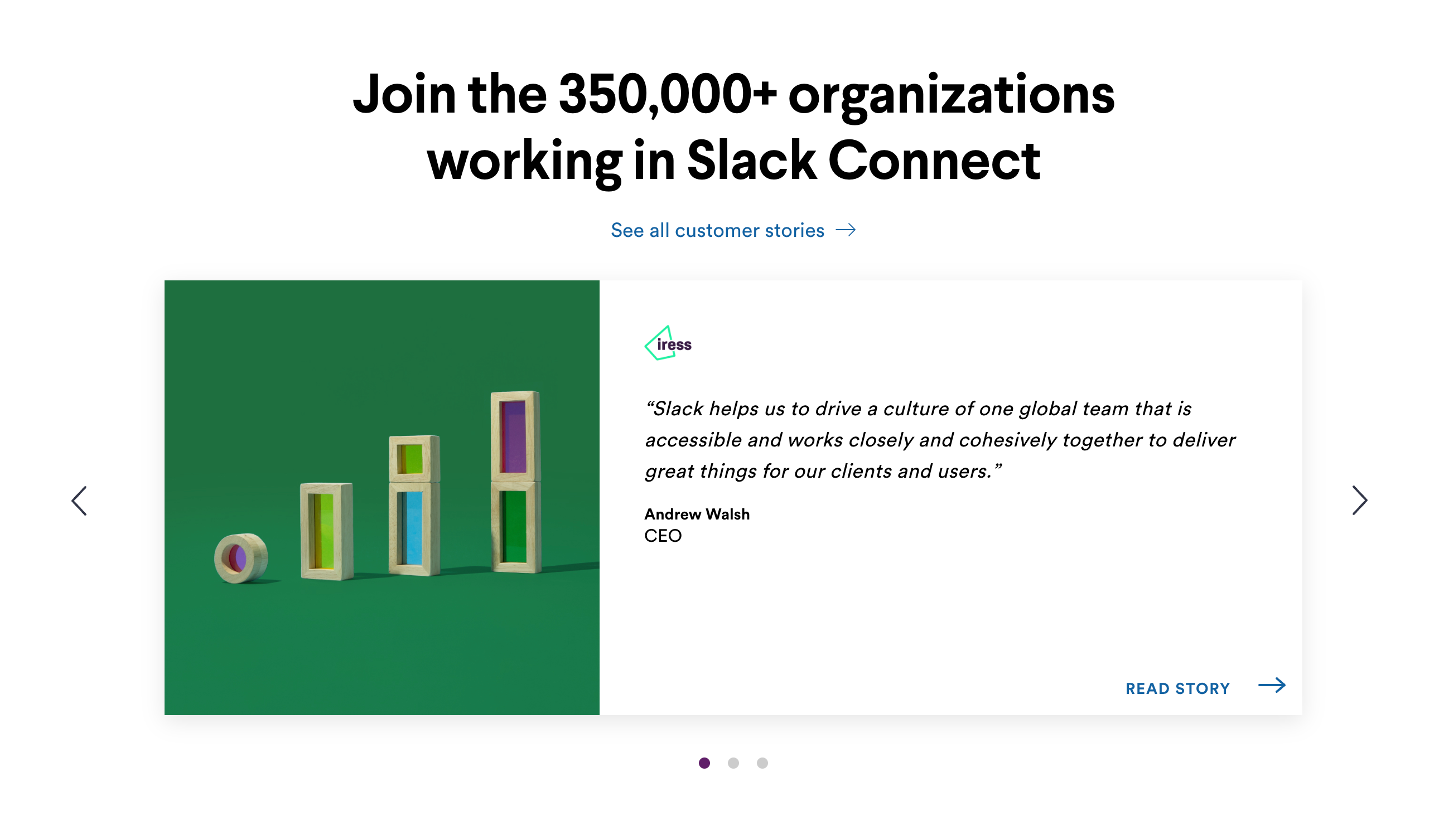 Slack TestimonialUI component example