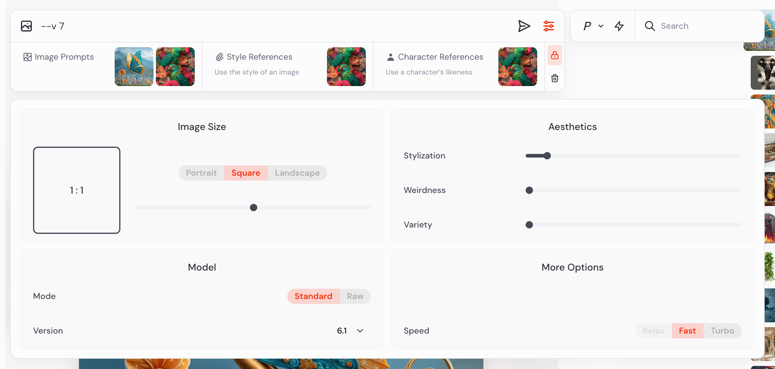 Midjourney SliderUI component example