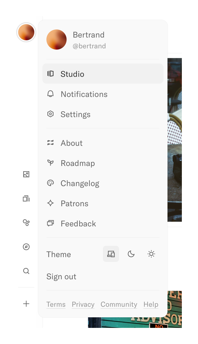 Refrakt Dropdown menuUI component example