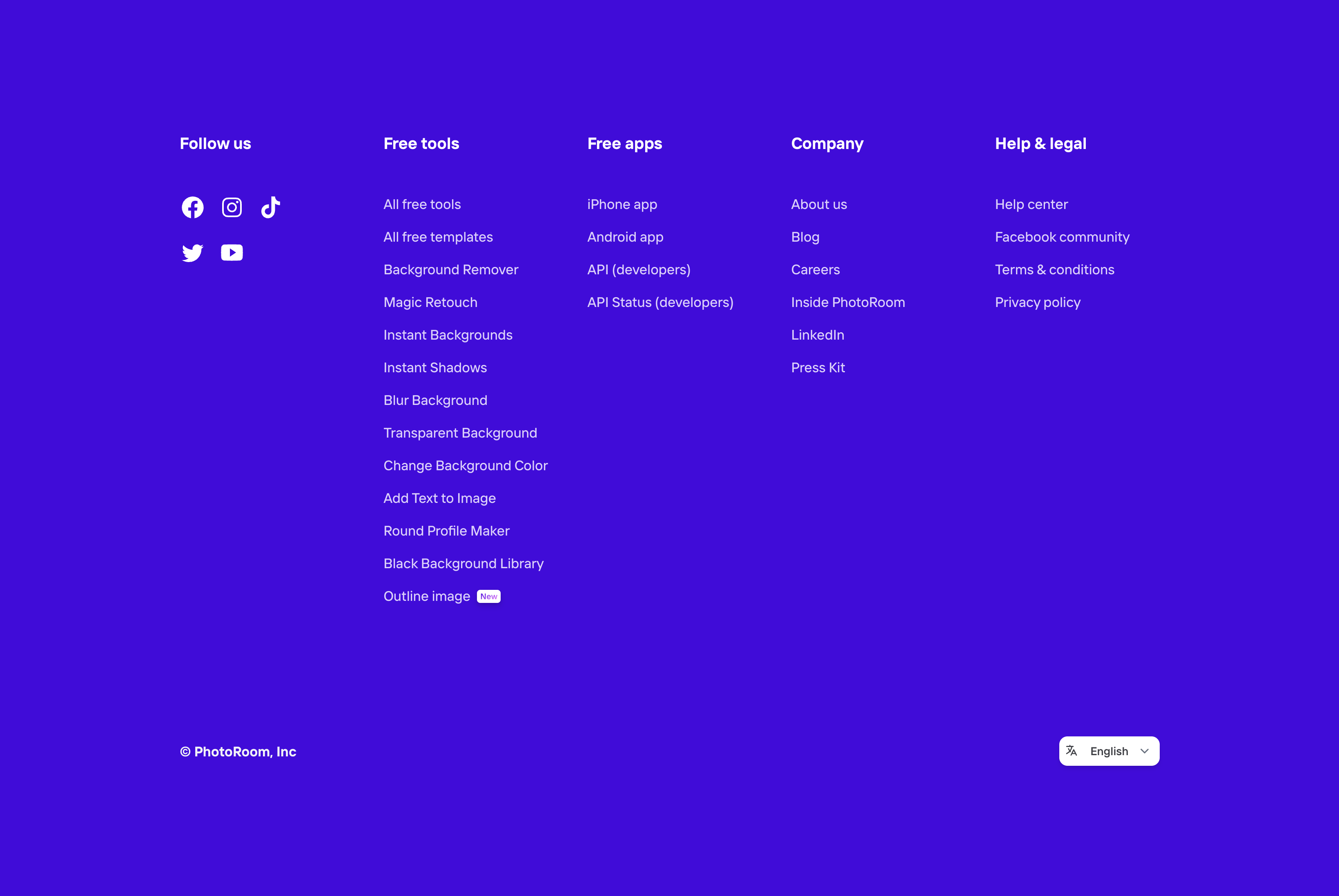 Photoroom FooterUI component example