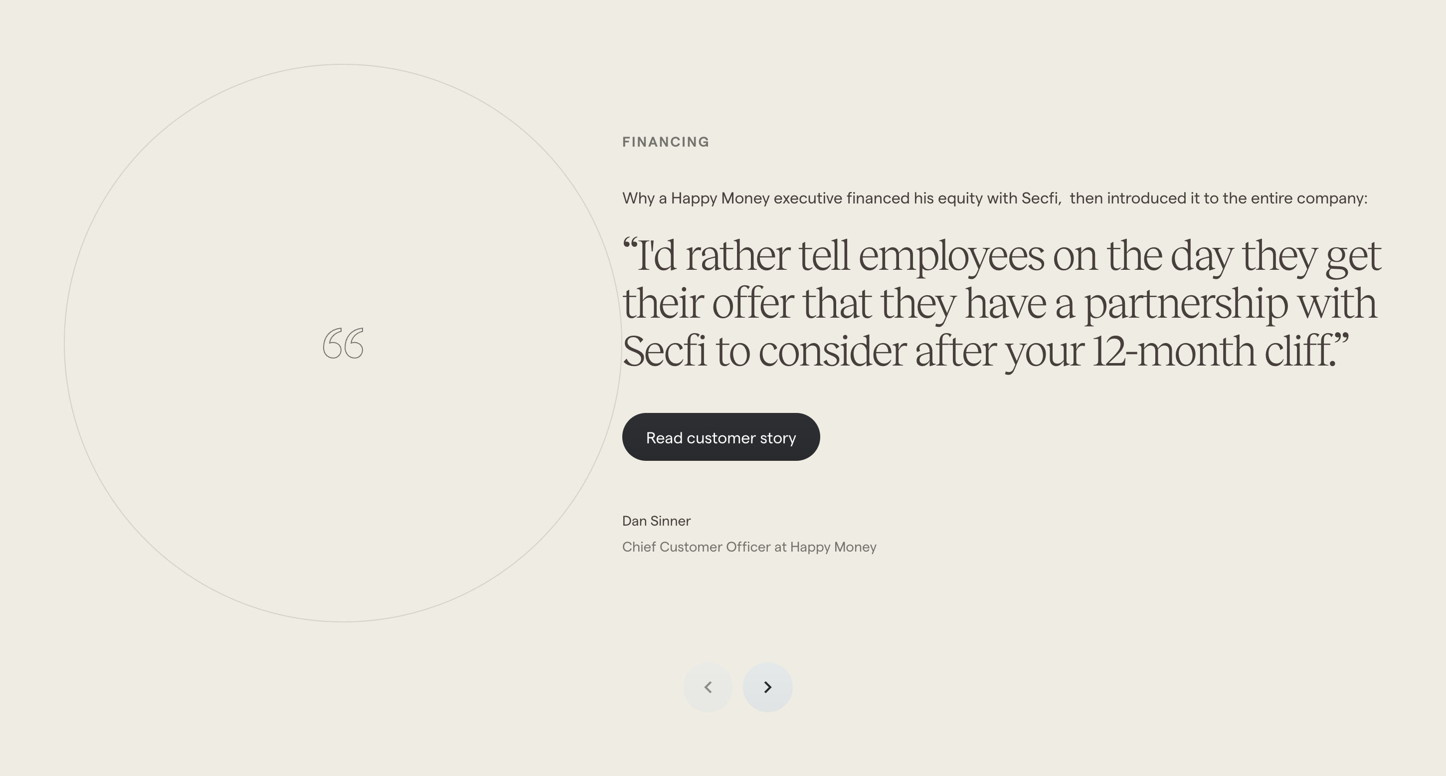Secfi FooterUI component example