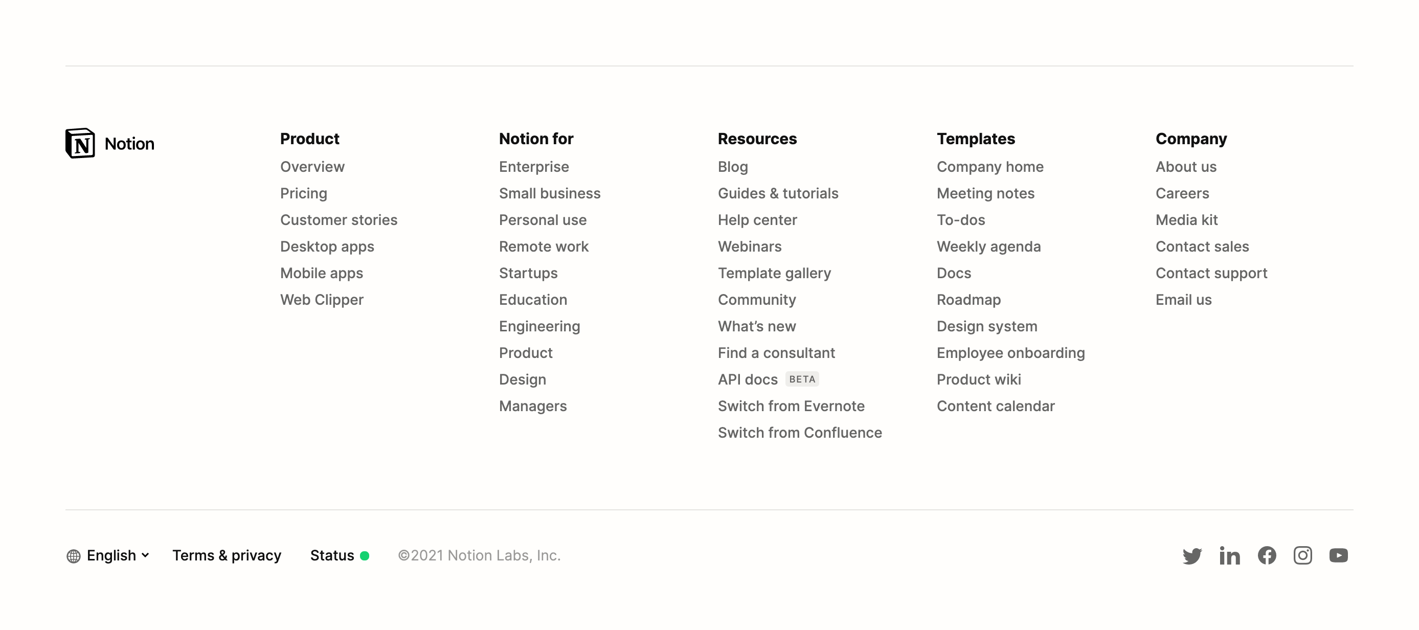 Notion FooterUI component example