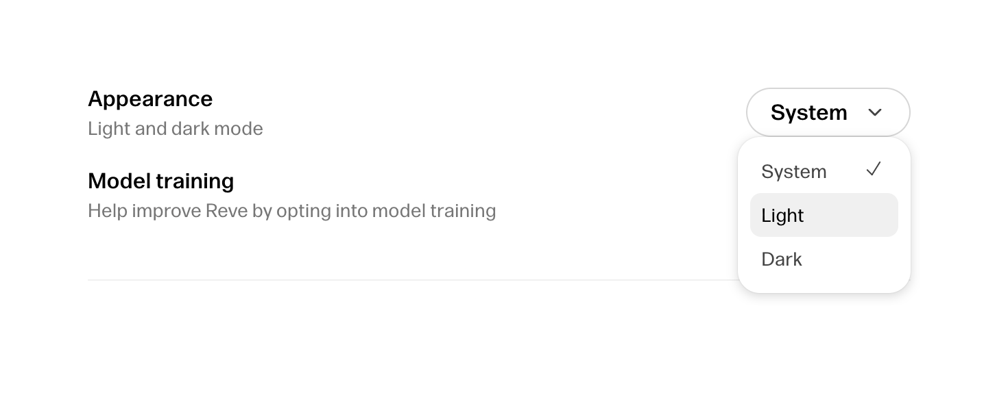 Reve
				theme settings ui component