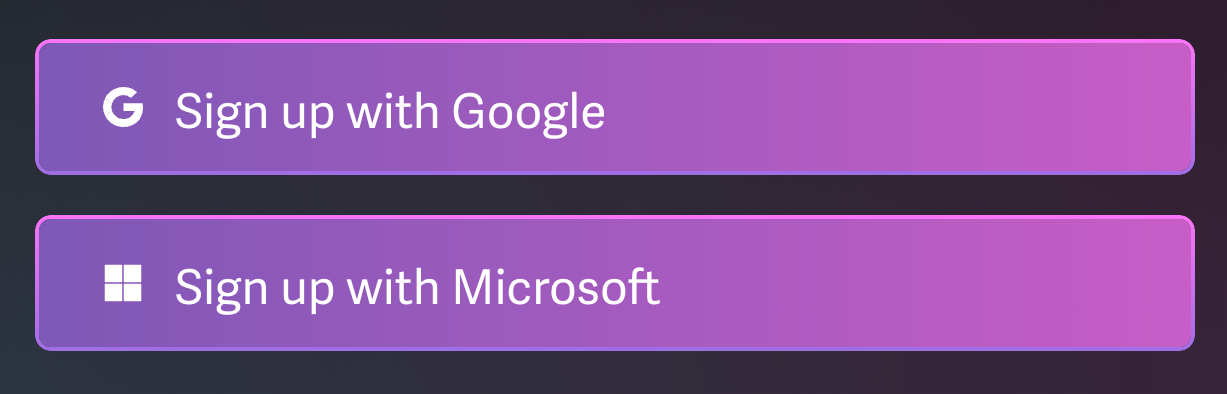 Superhuman Social login buttonUI component example