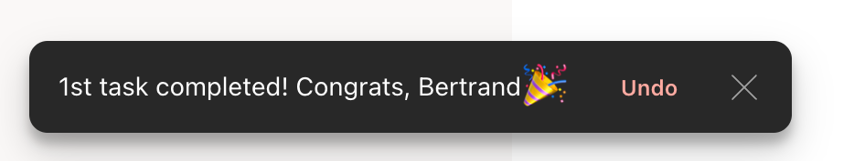 Todoist Notification ToastUI component example
