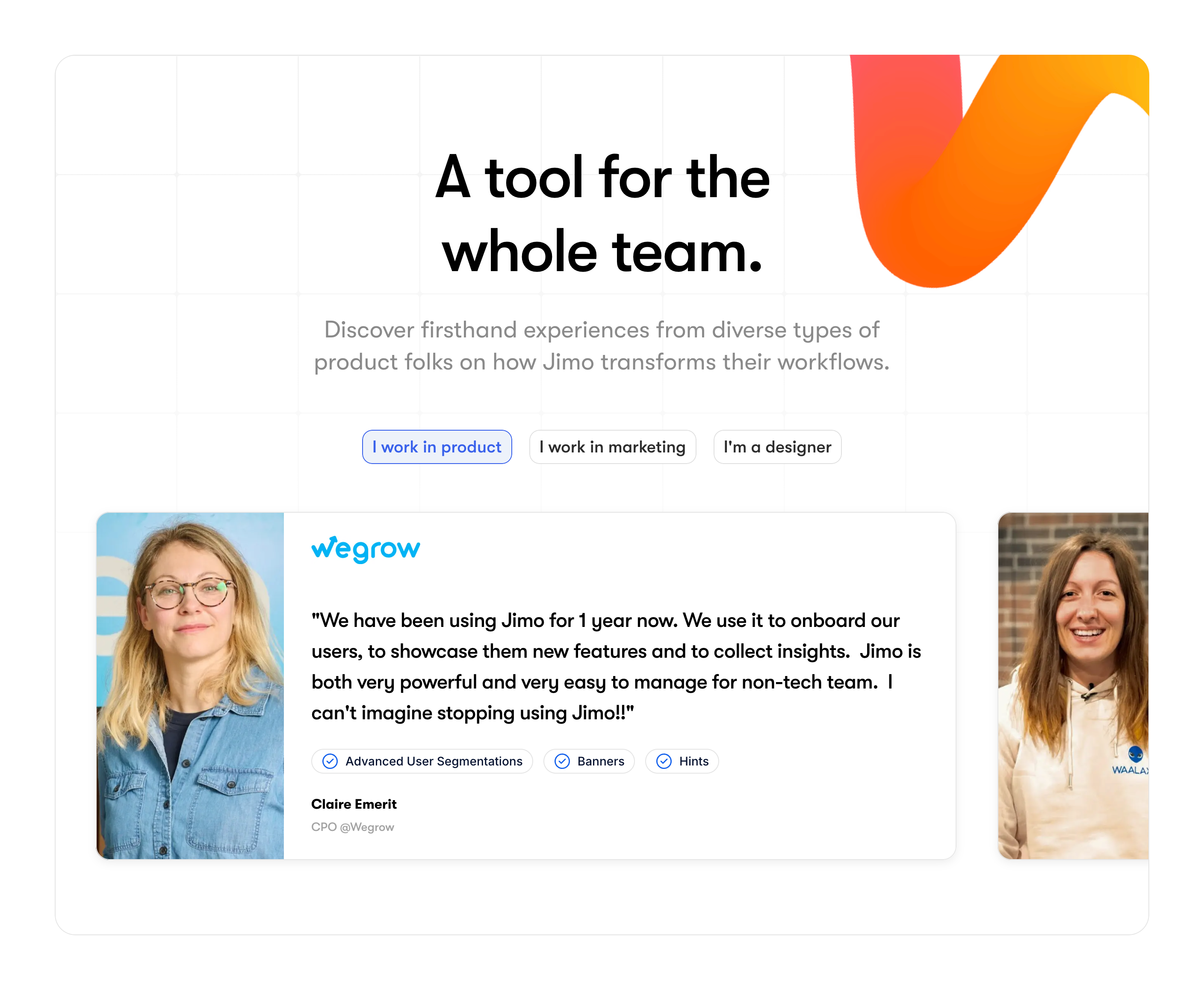 Jimo TestimonialUI component example