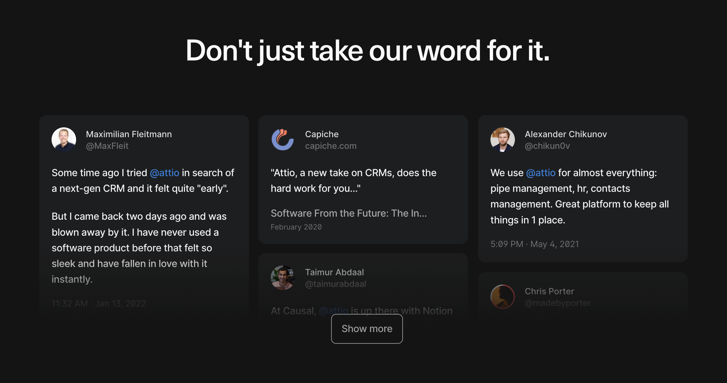 Attio Social proofUI component example