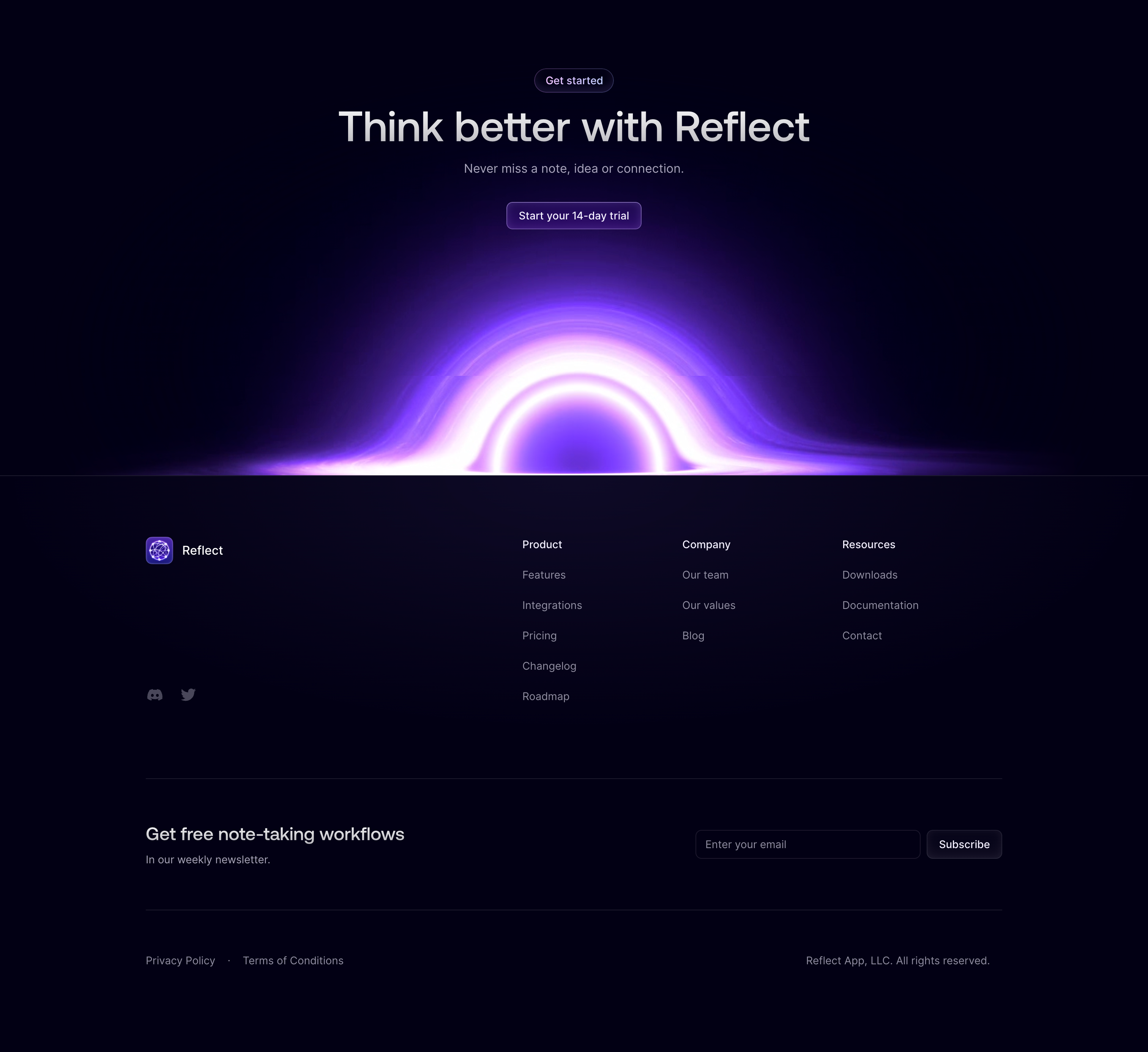 Reflect FooterUI component example