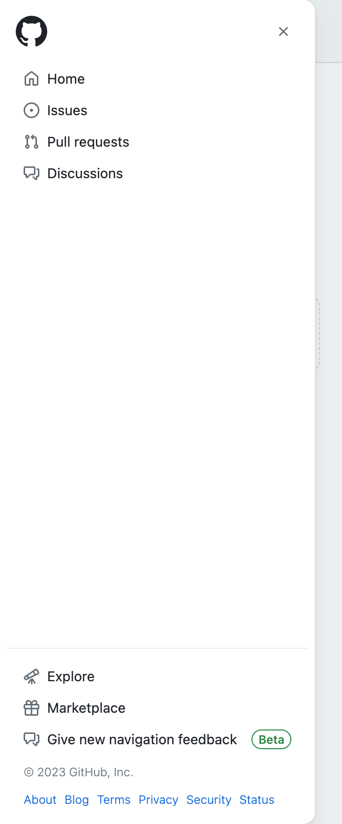 Github Vertical navigationUI component example