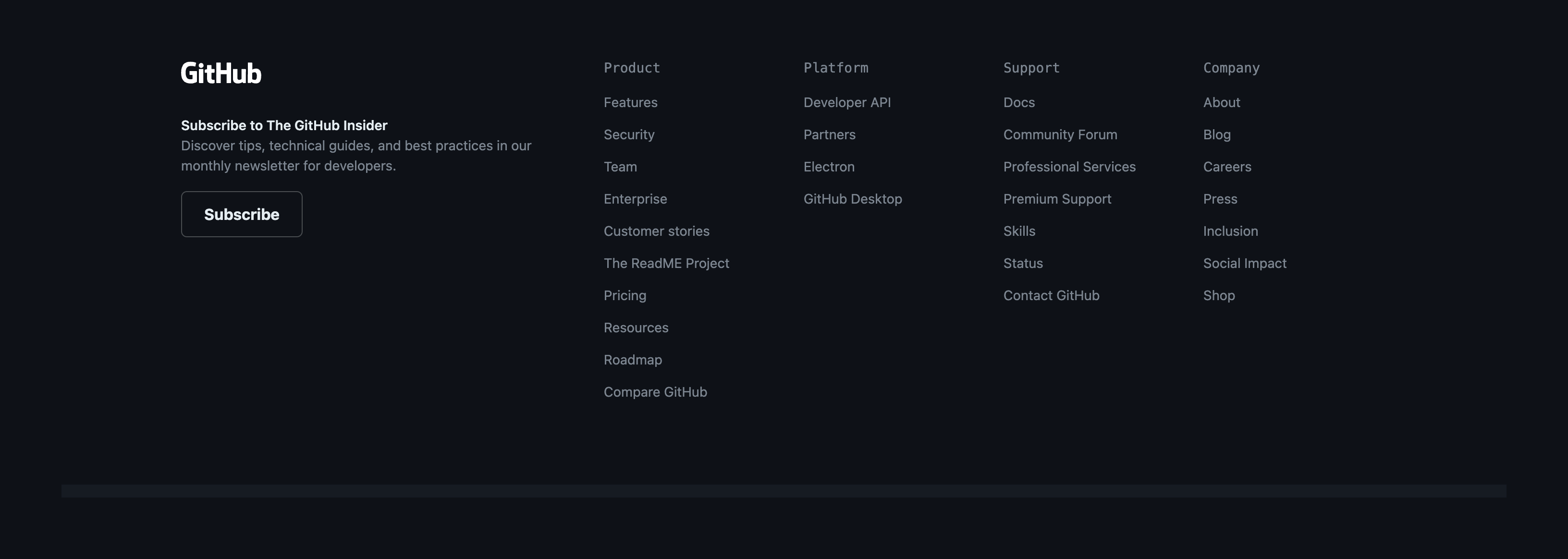Github FooterUI component example