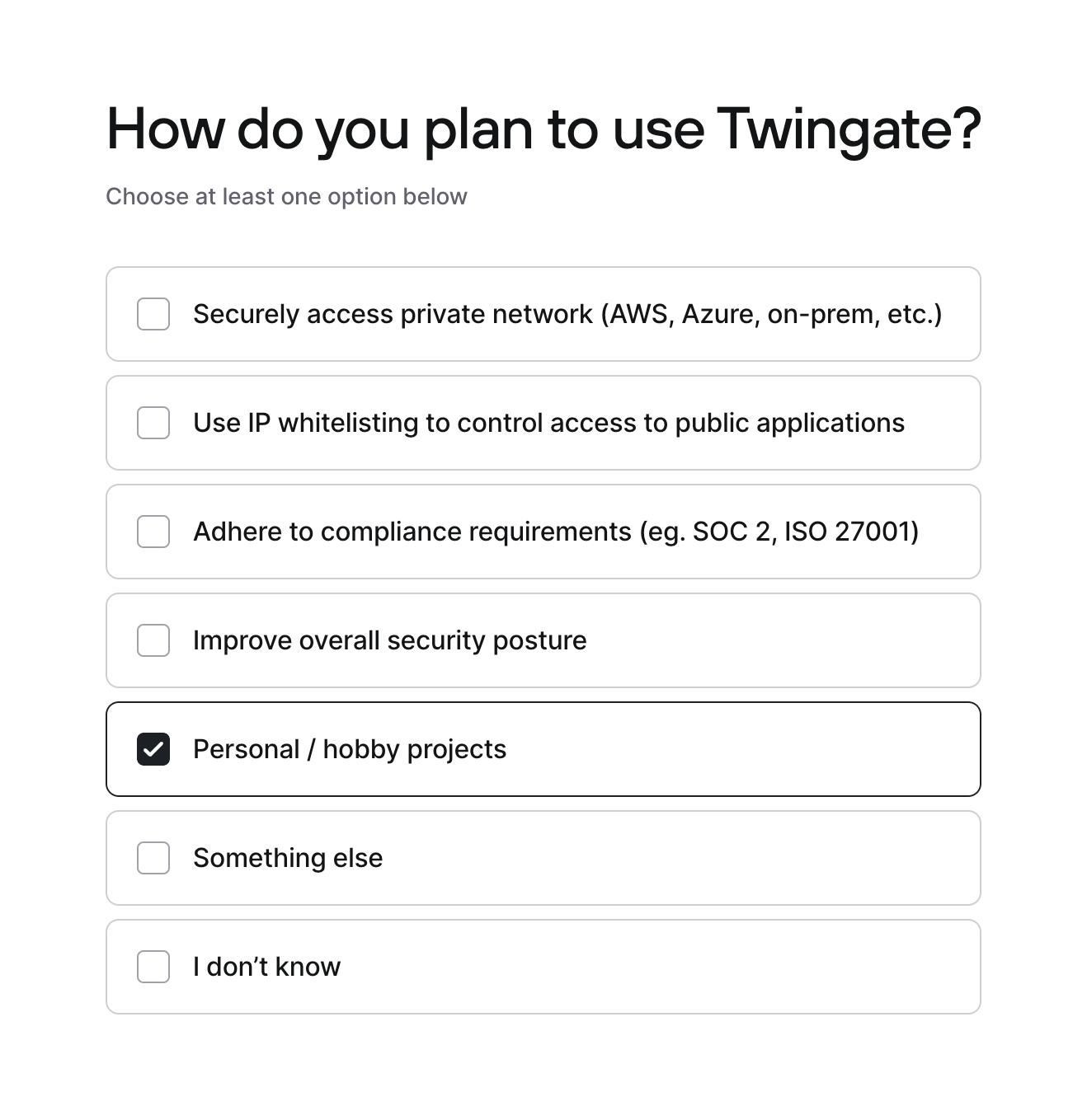 Twingate Checkbox & radioUI component example