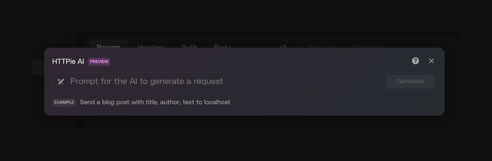 Httpie Artificial intelligenceUI component example