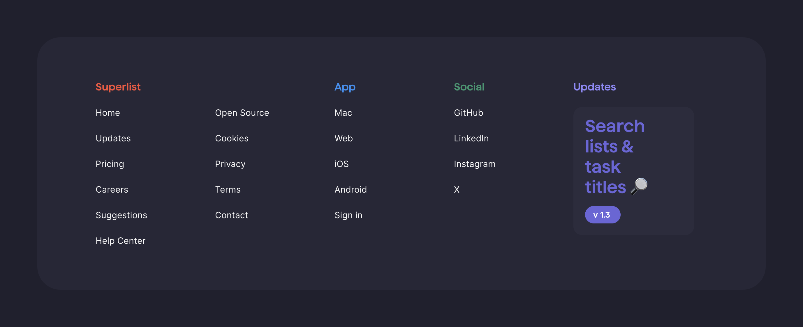 Superlist FooterUI component example