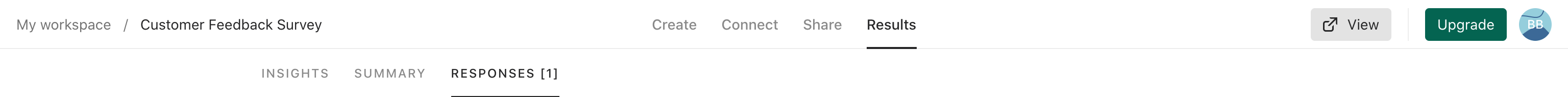 Typeform Horizontal navigationUI component example