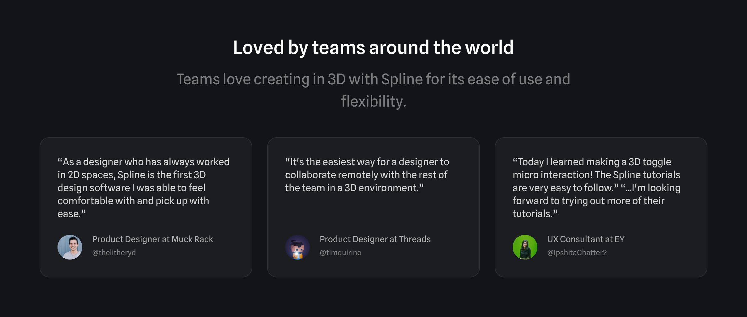 Spline TestimonialUI component example