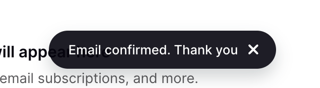 Podia Notification ToastUI component example