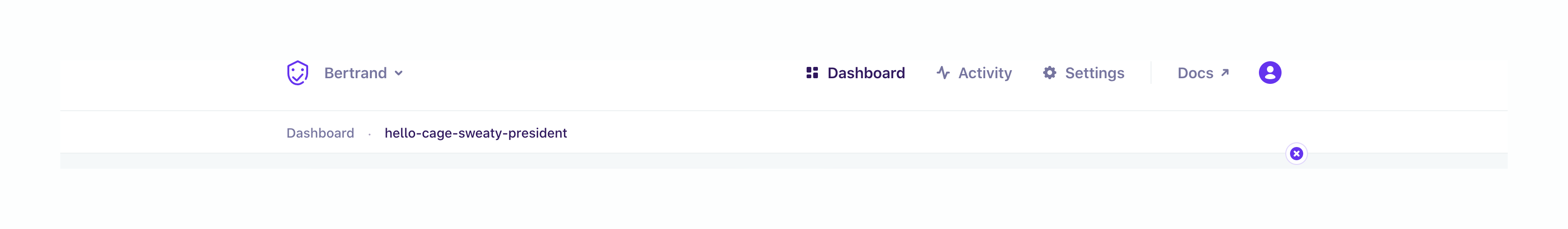 Evervault Horizontal navigationUI component example