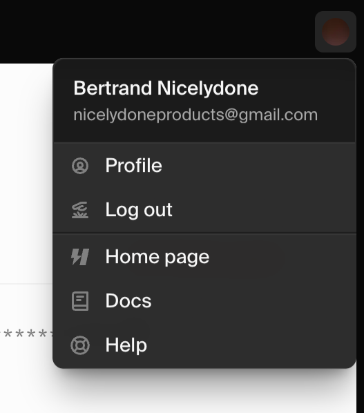Hypermode Dropdown menuUI component example