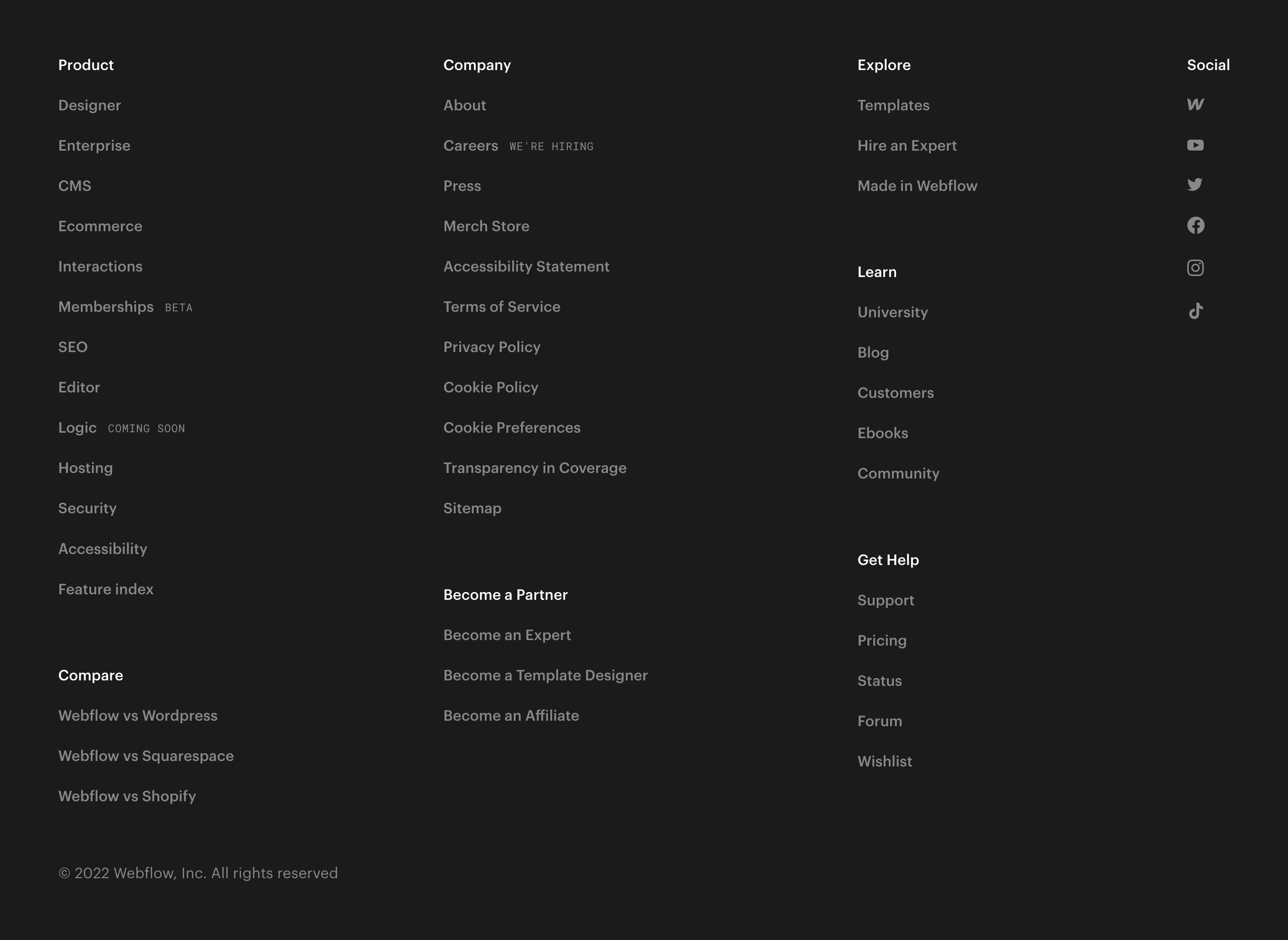 Webflow FooterUI component example