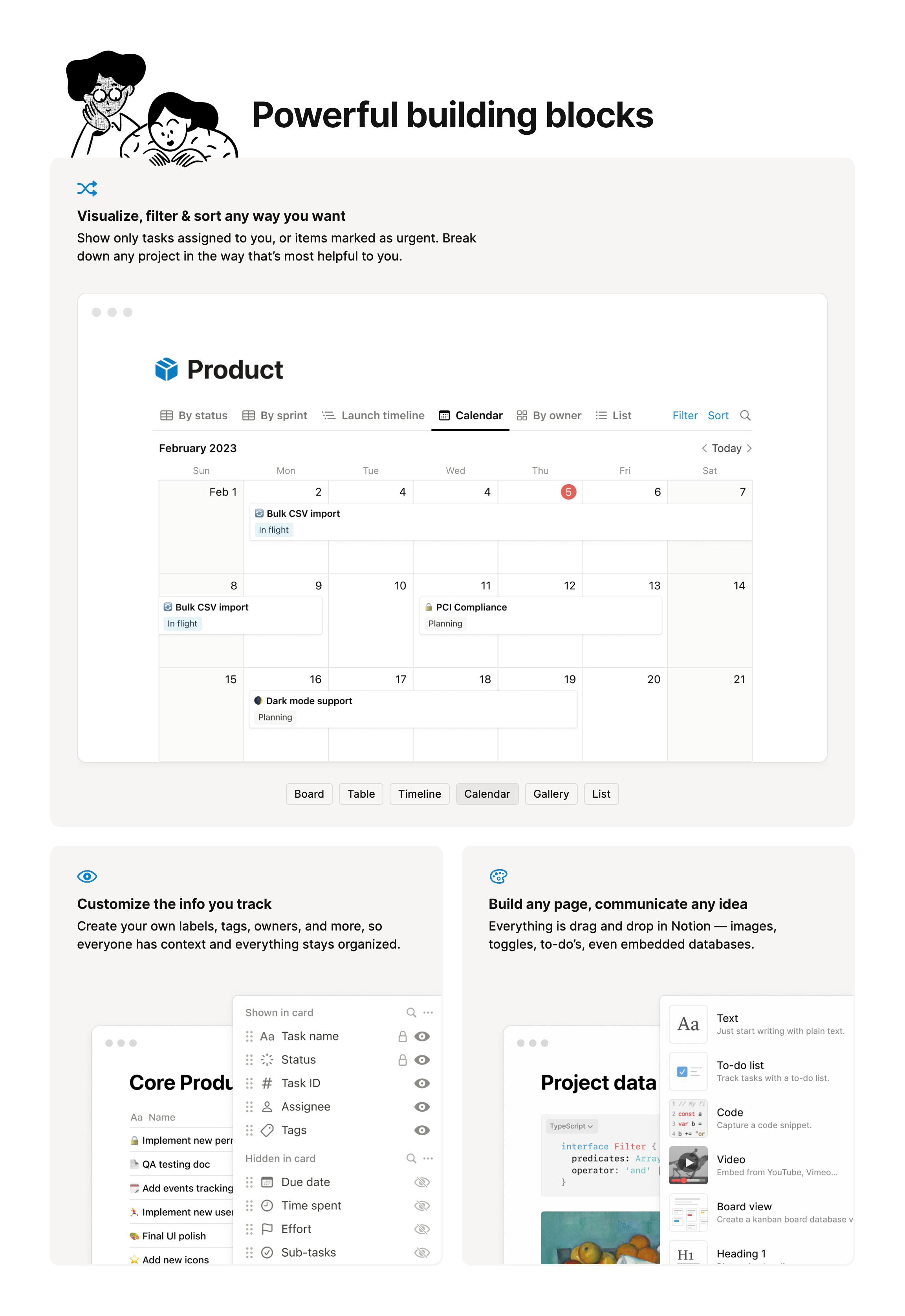 Notion Bento boxUI component example