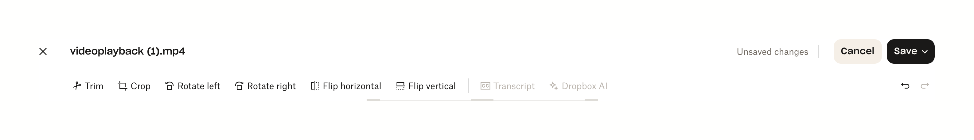 Dropbox Horizontal navigationUI component example