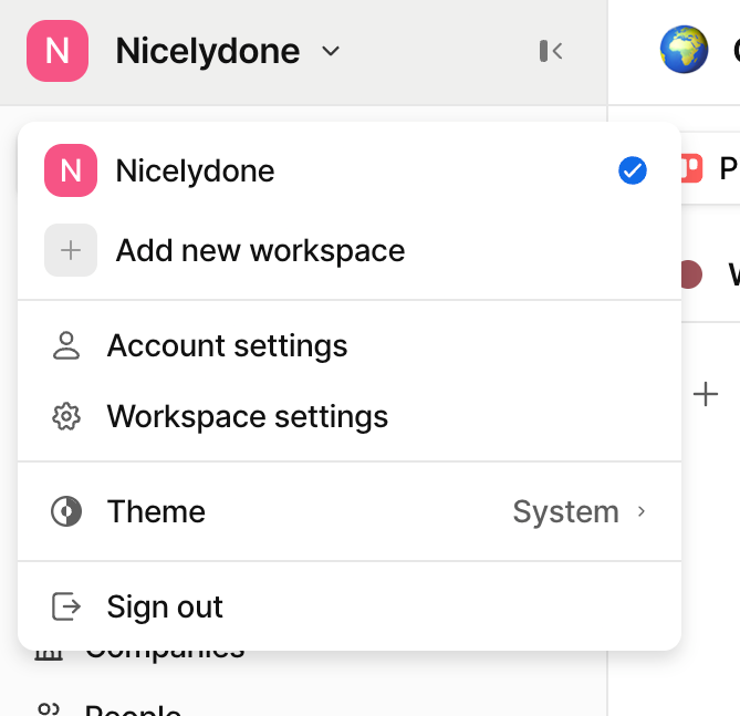 Attio Dropdown menuUI component example